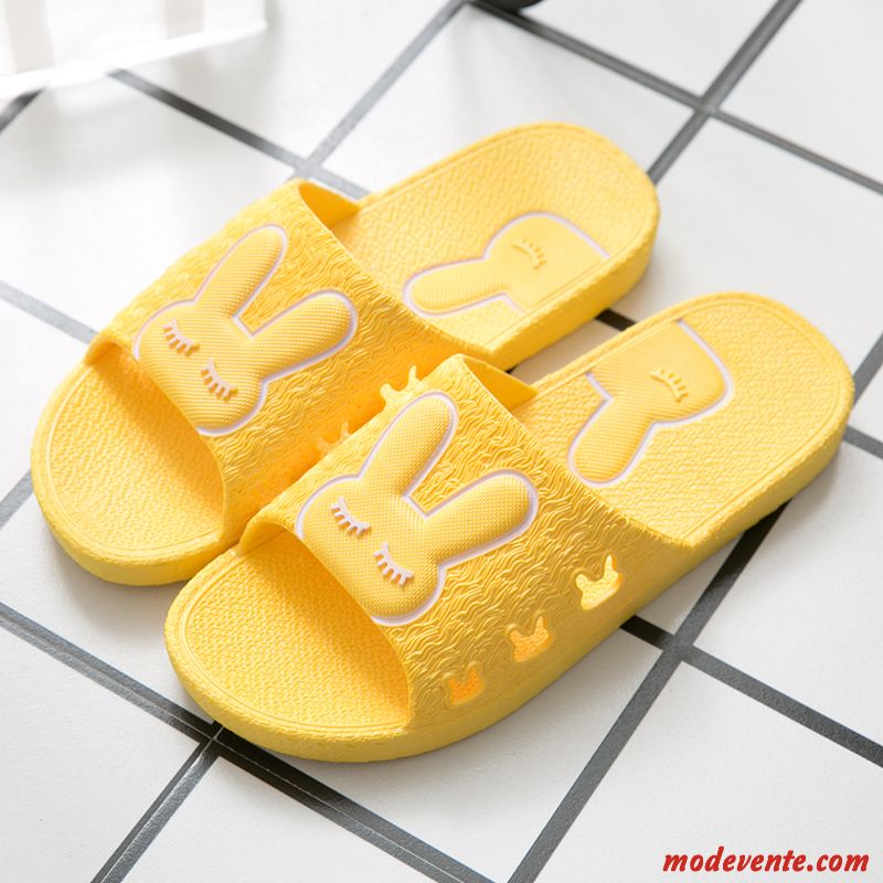 Chaussons Femme Homme Dame Fantaisie De Maison Été Intérieur Jaune