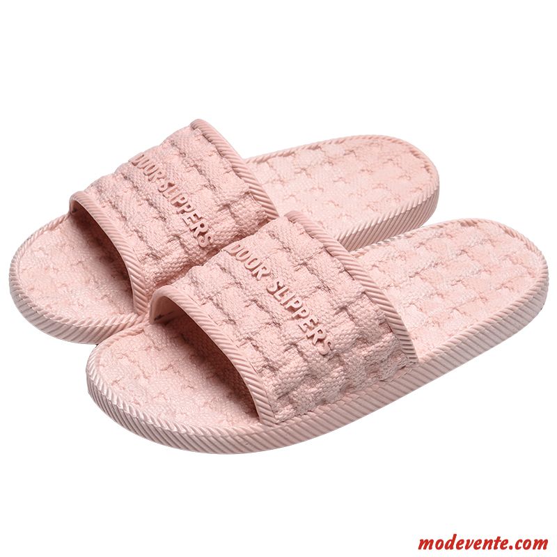 Chaussons Femme Massage De Maison Été Dame Fantaisie Semelle Épaisse Rose