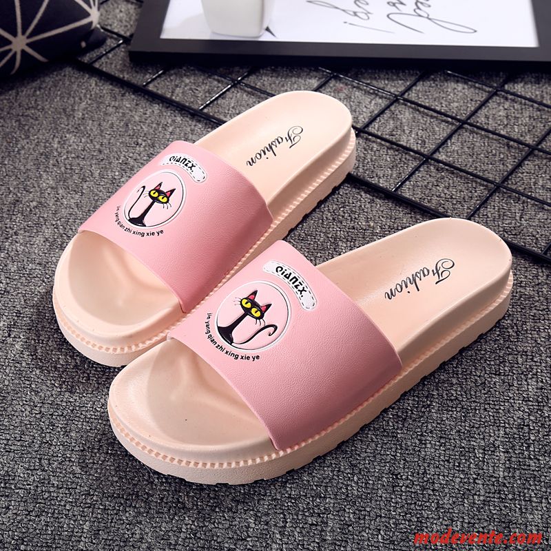 Chaussons Femme Salle De Bains Intérieur Mode Été Outwear Tongs Chaussons Rose