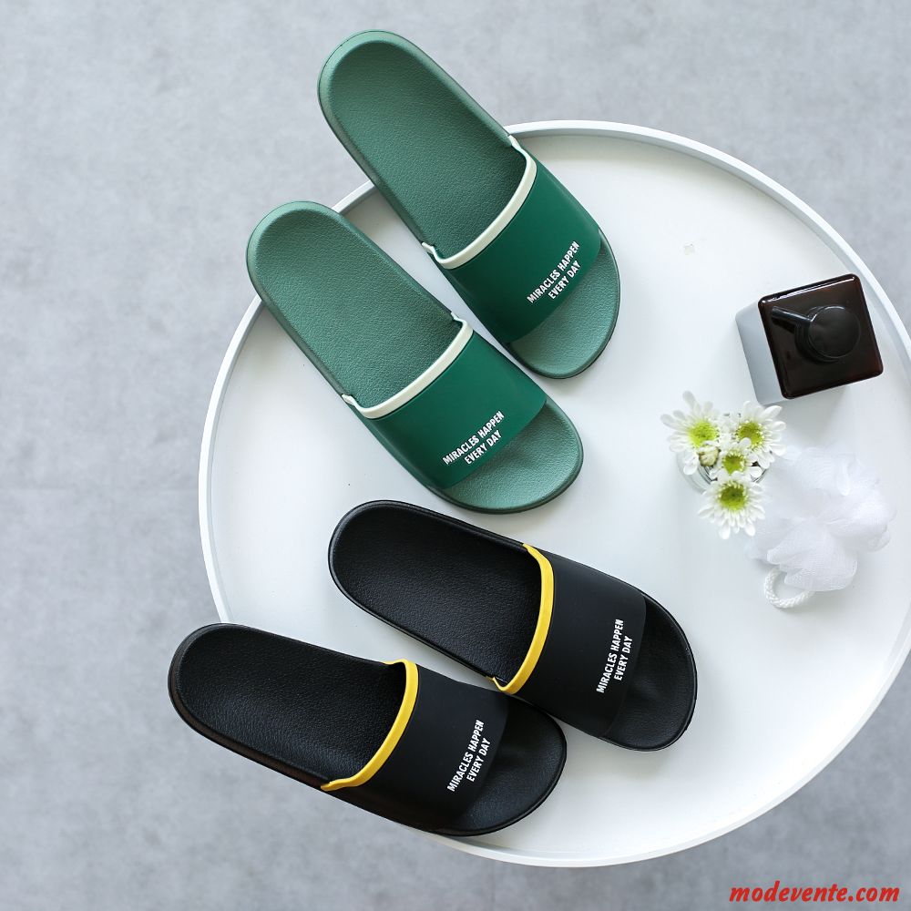 Chaussons Homme Antidérapant Salle De Bains De Maison Tongs Chaussons Femme Fantaisie Couleurs De Bonbons Noir