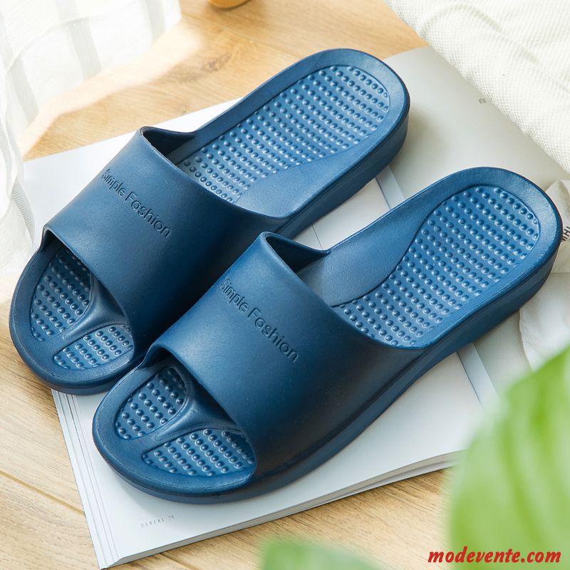 Chaussons Homme Femme Tongs Chaussons Coussin D'air Antidérapant Salle De Bains Été Bleu Marin