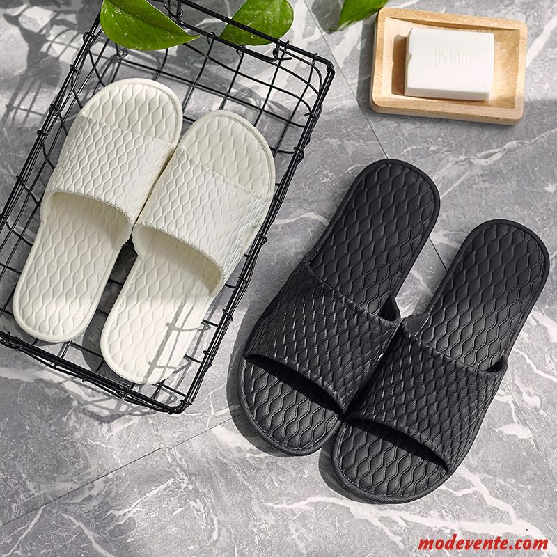 Chaussons Homme Femme Tongs Chaussons De Maison Salle De Bains Antidérapant Été Noir