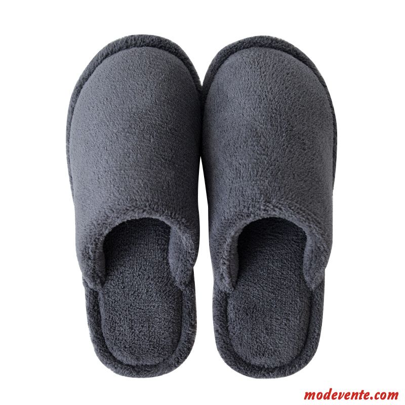 Chaussons Homme Intérieur Hiver Tongs Chaussons Fantaisie Chauds Semelle Épaisse Gris