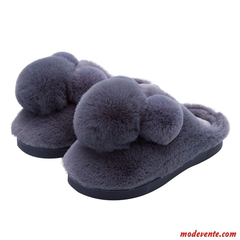 Chaussons Homme Matelassé Chauds Charmant Hiver Fantaisie Intérieur Gris