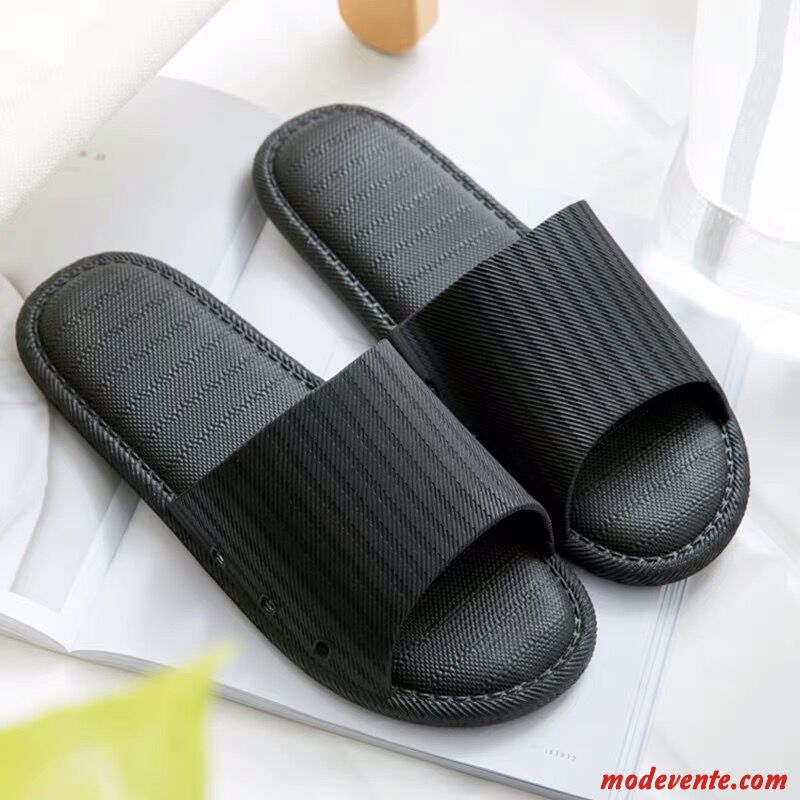 Chaussons Homme Semelle Doux Intérieur De Maison Outwear Été Salle De Bains Noir