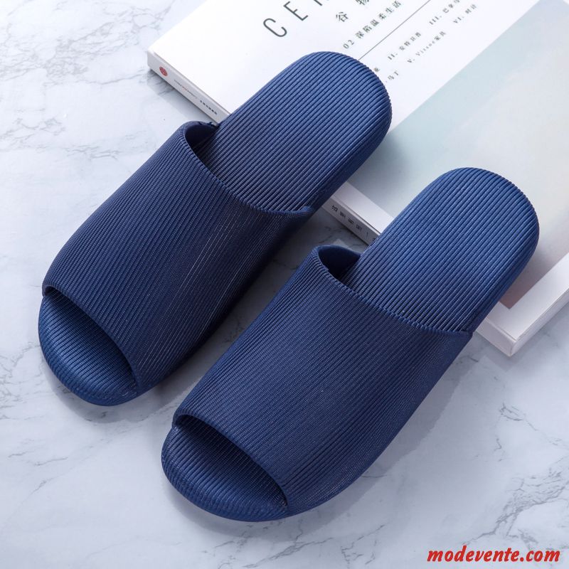 Chaussons Homme Tongs Chaussons Femme Semelle Épaisse Semelle Doux Outwear Intérieur Bleu Marin