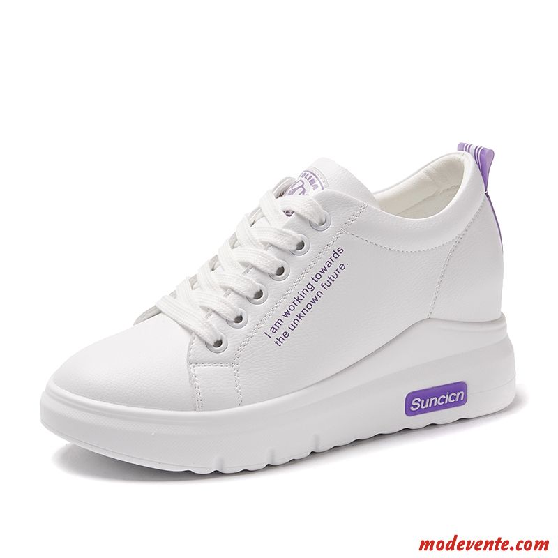 Chaussures Basses Femme Printemps Augmenté Chaussures Plateforme Tous Les Assortis Blanc Violet