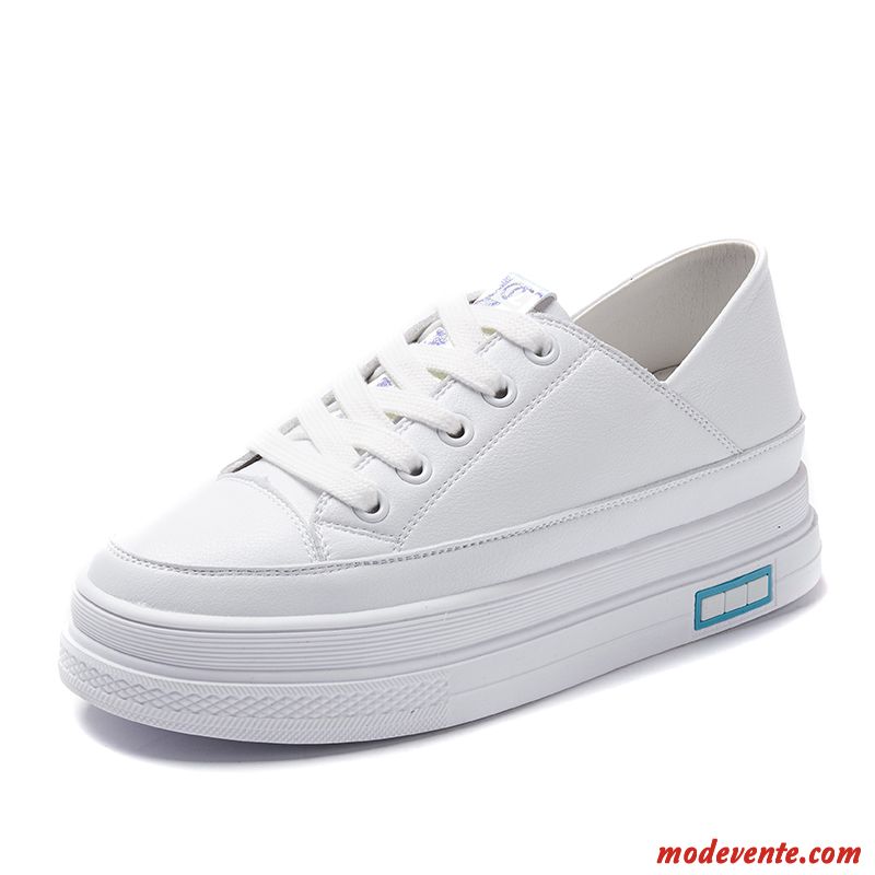 Chaussures Basses Femme Semelle Épaisse Printemps Tous Les Assortis Plateforme Étudiant Augmenté Blanc