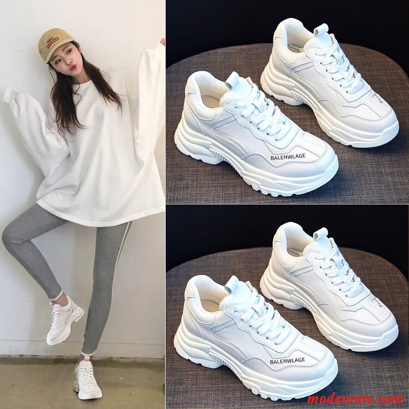 Chaussures Basses Femme Étudiant Printemps Tous Les Assortis Chaussures De Sport Running Tendance Blanc