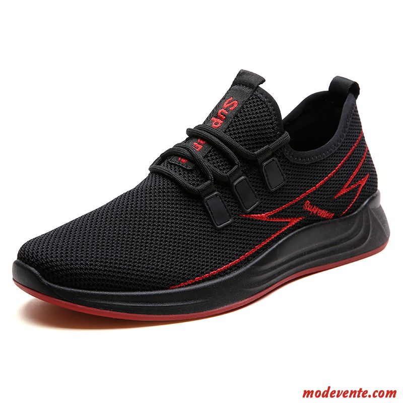 Chaussures Basses Homme Semelle Doux Tendance Lumière Derbies Chaussures De Skate Sport Noir Rouge