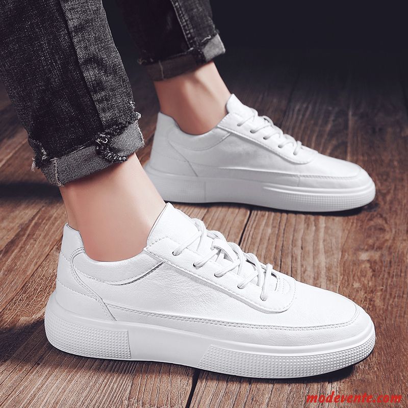 Chaussures Basses Homme Tendance Augmenté Tous Les Assortis Chaussures De Skate Décontractée Printemps Blanc