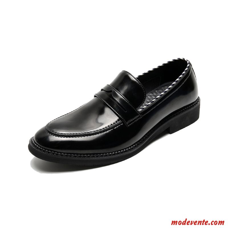 Chaussures De Ville Homme Angleterre Bout Rond Chaussures De Mariage Chaussures En Cuir Mariée De Boîtier Noir