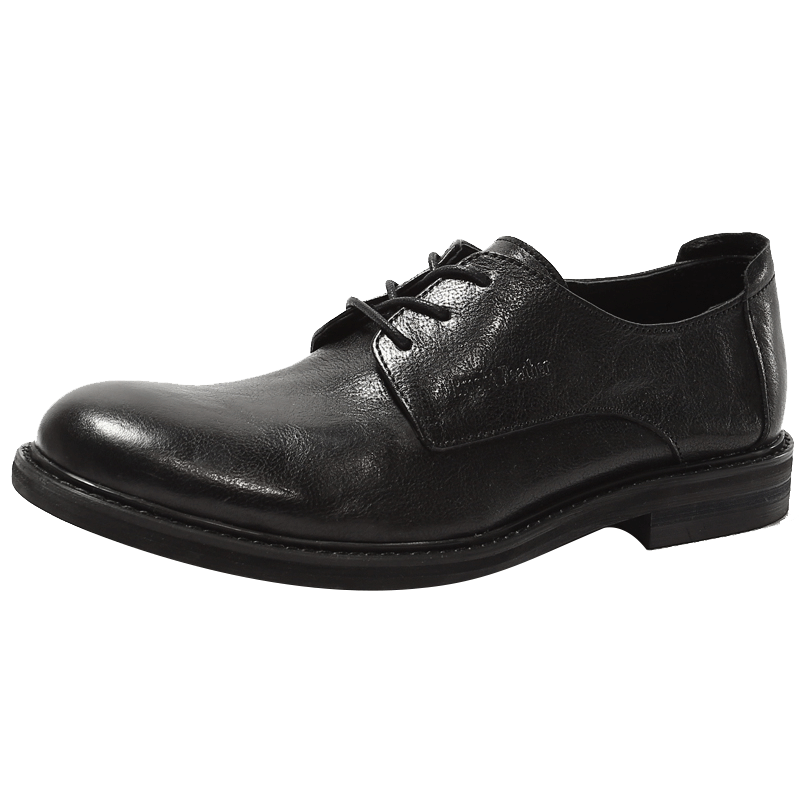 Chaussures De Ville Homme Art Décontractée Cuir Véritable Laçage Tendance Chaussures En Cuir Noir