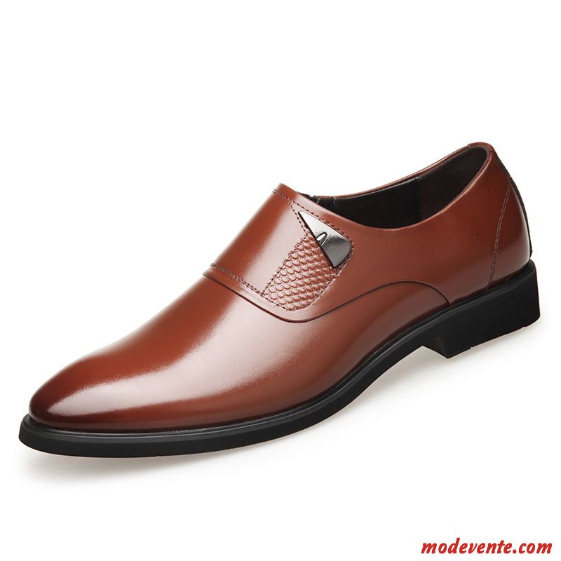 Chaussures De Ville Homme Augmenté Cuir Véritable Costume Formel Angleterre Décontractée Entreprise Noir Brun