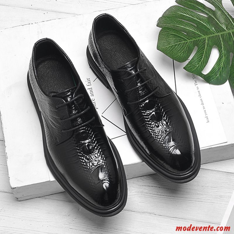 Chaussures De Ville Homme Chaussures De Mariage Entreprise Dessus Cuir Cuir Véritable Tendance Angleterre Noir