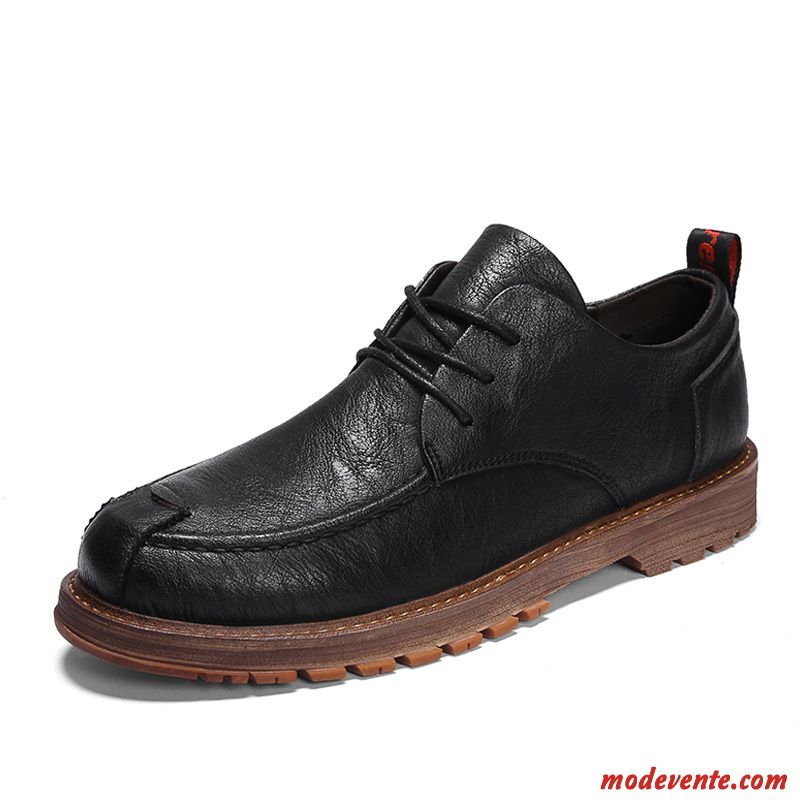 Chaussures De Ville Homme Chaussures De Skate Angleterre Chaussures En Cuir Tendance Printemps Tous Les Assortis Noir