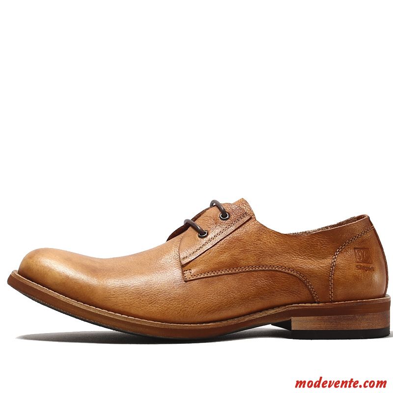 Chaussures De Ville Homme Chaussures En Cuir Décontractée Cuir Véritable Rétro Simple Angleterre Brun