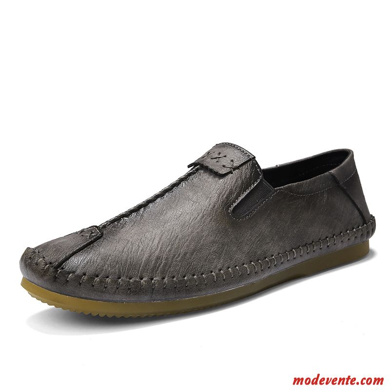 Chaussures De Ville Homme Chaussures En Cuir Tendance Printemps Décontractée Angleterre Étudiant Gris