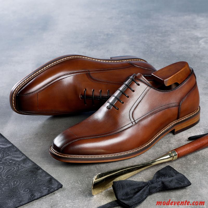 Chaussures De Ville Homme Costume Formel Chaussures En Cuir Oxford Tendance Respirant Angleterre Marron