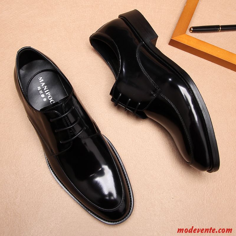 Chaussures De Ville Homme Cuir Véritable Derbies Angleterre Bout Rond Entreprise Costume Formel Noir