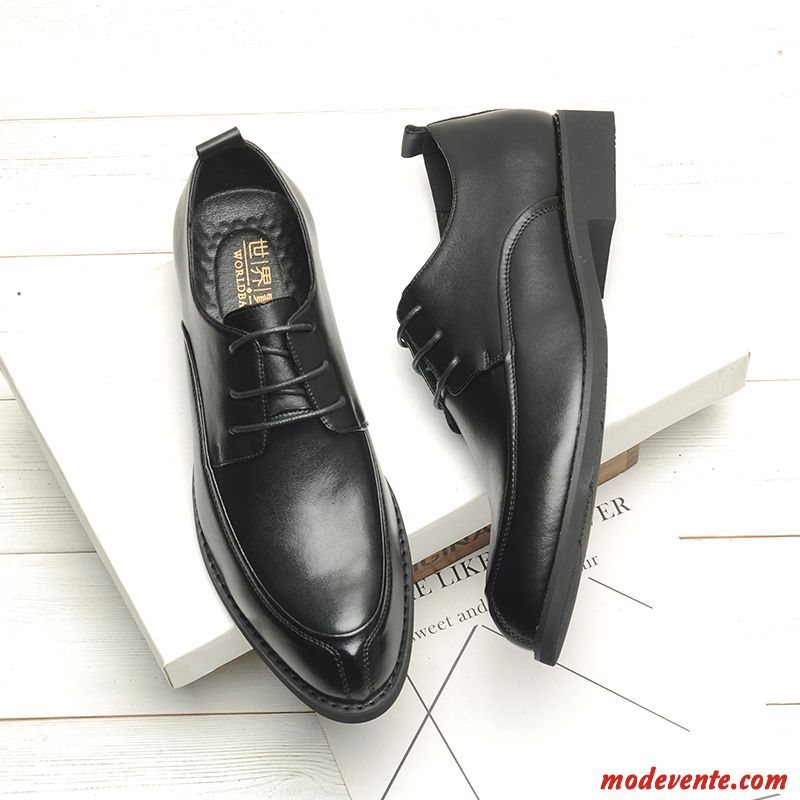 Chaussures De Ville Homme Cuir Véritable Laçage Chaussures De Mariage Entreprise Angleterre Printemps Noir