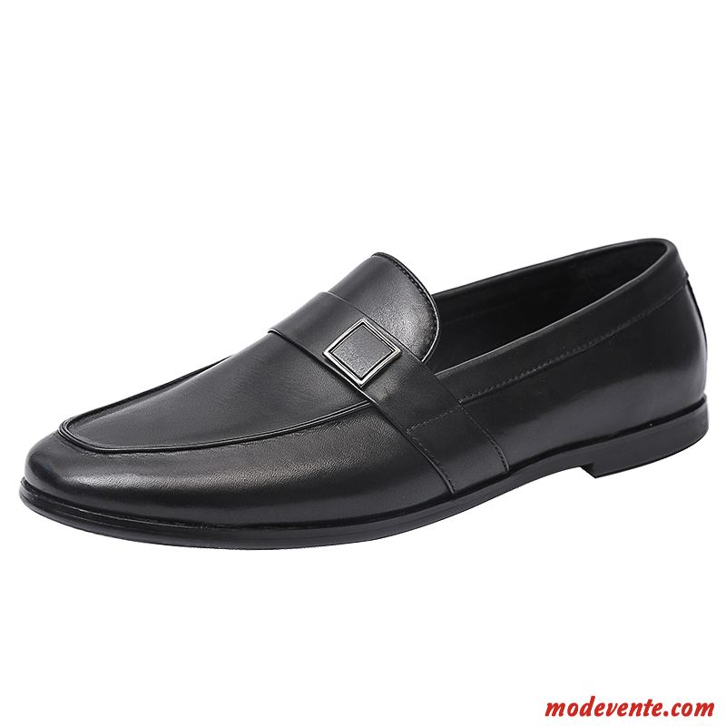 Chaussures De Ville Homme Cuir Véritable Mocassin Chaussures En Cuir Mode Été Décontractée Noir