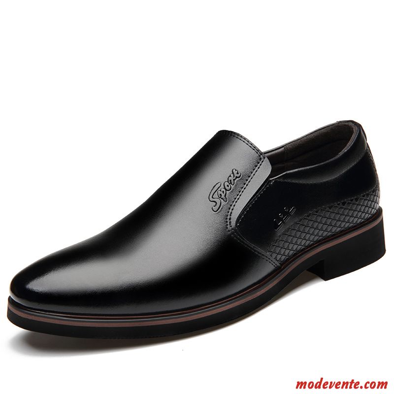 Chaussures De Ville Homme De Boîtier Slip-on Chaussures En Cuir Entreprise Printemps Cuir Véritable Noir