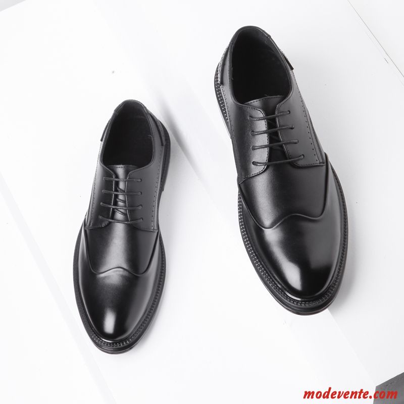 Chaussures De Ville Homme Décontractée Augmenté Chaussures En Cuir Mariage Respirant Tendance Noir