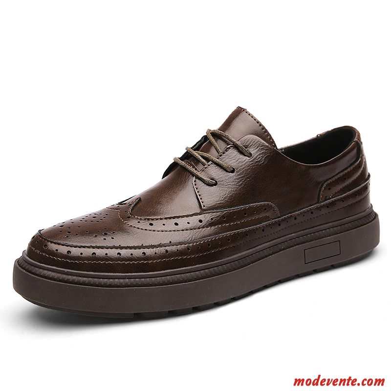 Chaussures De Ville Homme Décontractée Entreprise Chaussures En Cuir Tous Les Assortis Tendance Printemps Marron