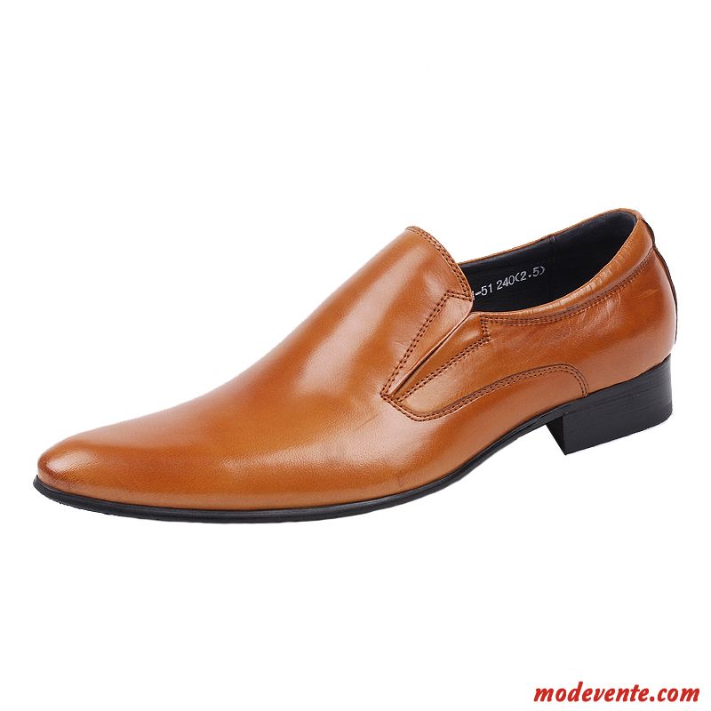 Chaussures De Ville Homme Entreprise Angleterre Cuir Véritable Pointe Pointue Derbies Chaussures En Cuir Jaune Marron