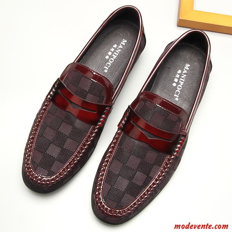 Chaussures De Ville Homme L'automne Chaussures En Cuir Mode Cuir Véritable Tendance Mocassin Rouge