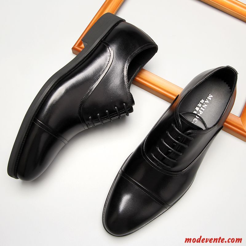 Chaussures De Ville Homme Laçage Cuir Chaussures En Cuir Oxford Entreprise Costume Formel Noir