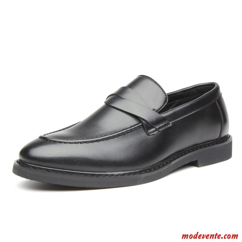 Chaussures De Ville Homme Mocassin Jeunesse Chaussures En Cuir Angleterre Slip-on Tous Les Assortis Noir