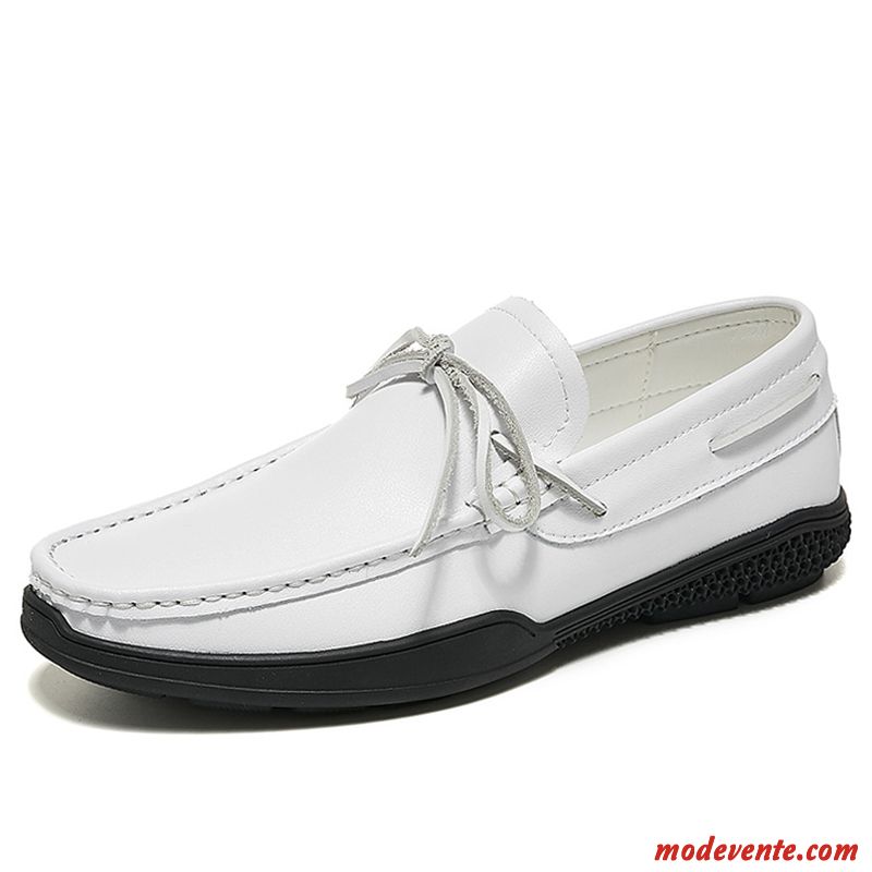 Chaussures De Ville Homme Mode Tendance Jeunesse Chaussures En Cuir Respirant Décontractée Blanc