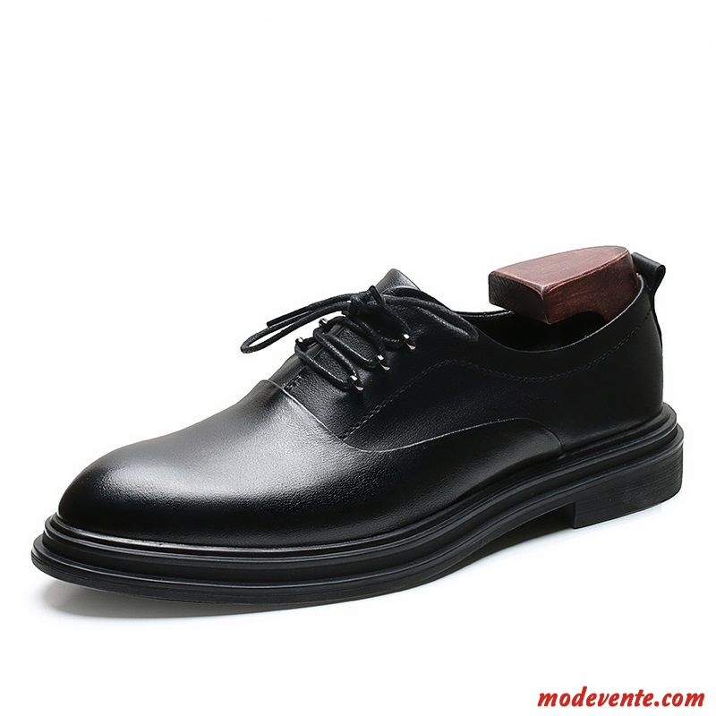 Chaussures De Ville Homme Printemps Chaussures En Cuir Costume Formel Tendance Pointe Pointue Décontractée Noir