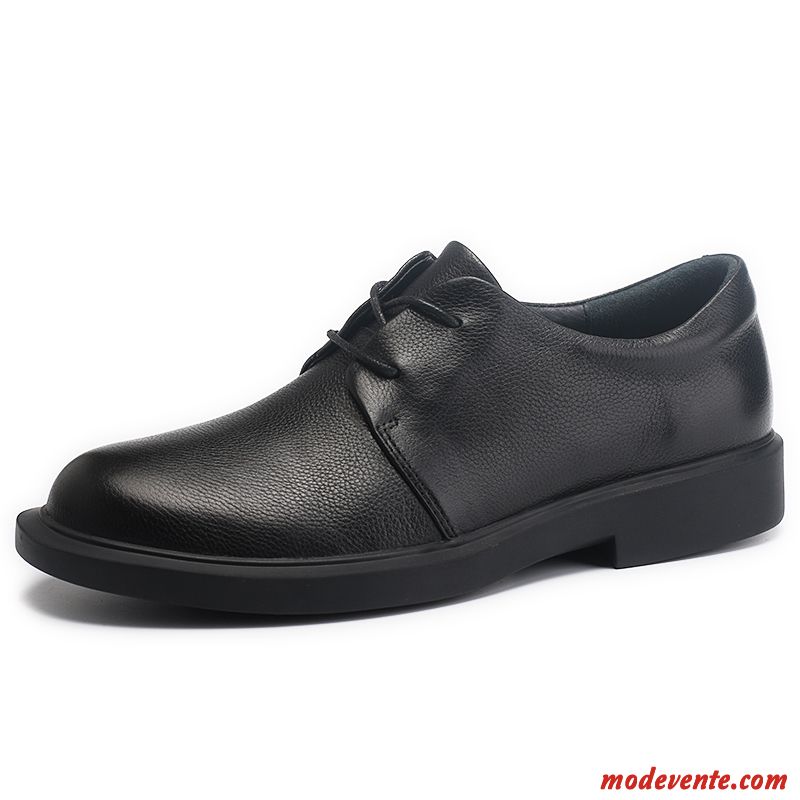 Chaussures De Ville Homme Printemps Décontractée Tendance Chaussures Plateforme Chaussures En Cuir Angleterre Noir