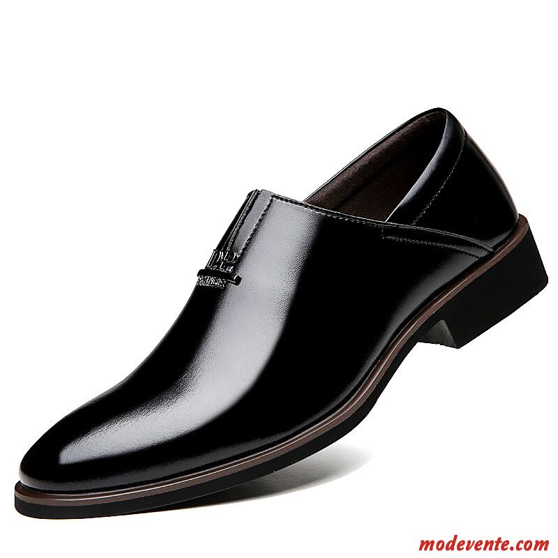 Chaussures De Ville Homme Slip-on Chaussures En Cuir Entreprise Costume Formel Angleterre Respirant Noir