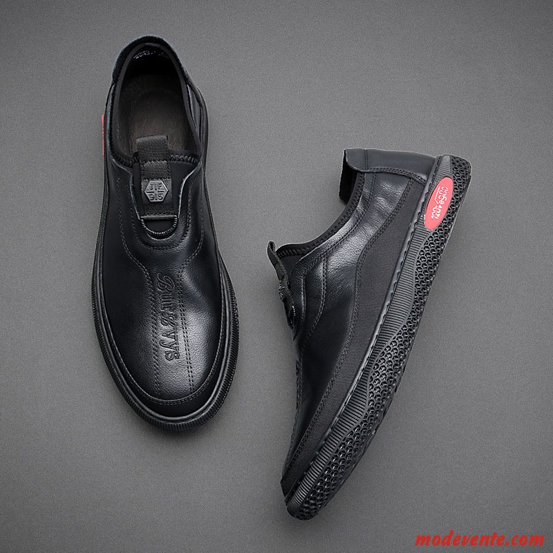 Chaussures De Ville Homme Slip-on En Cuir L'automne Flâneurs Mode Décontractée Noir