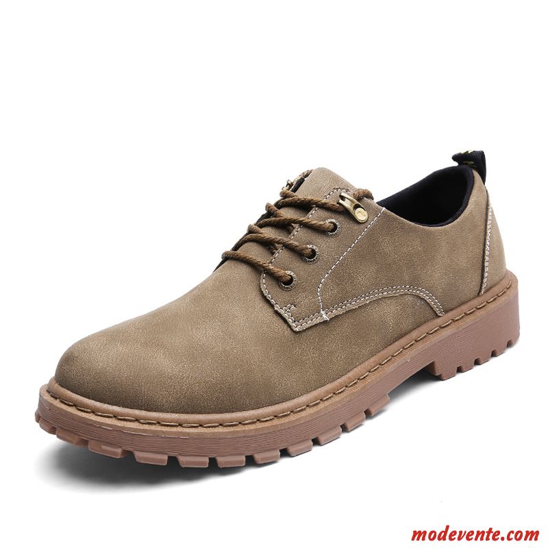 Chaussures De Ville Homme Tendance Angleterre Martin Tous Les Assortis Chaussures En Cuir Décontractée Brun