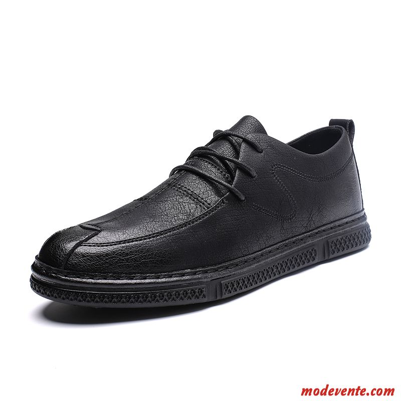 Chaussures De Ville Homme Tendance Basse Travailler Chaussures En Cuir Angleterre Décontractée Noir