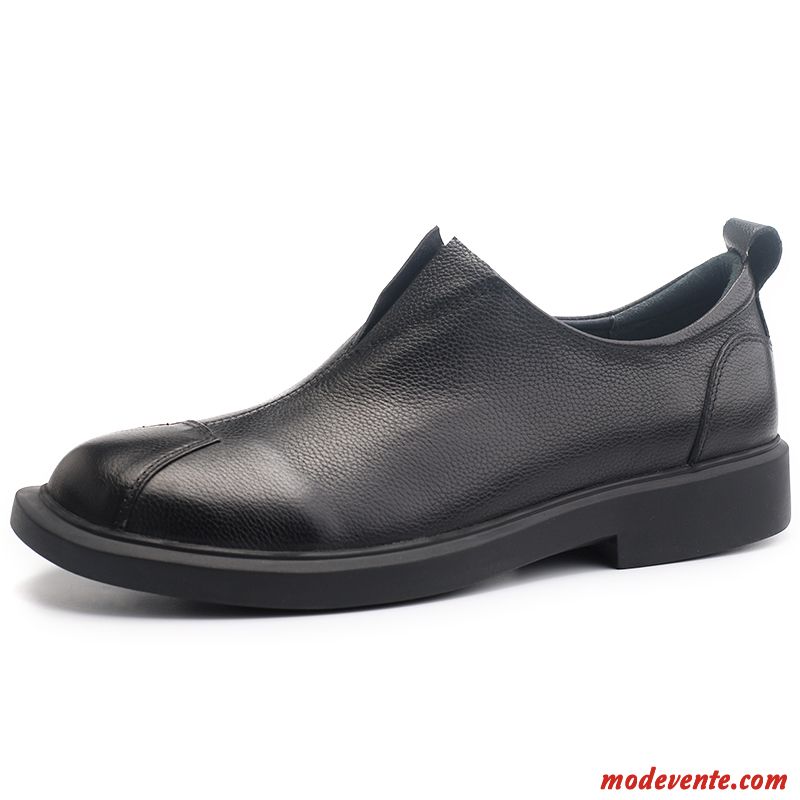 Chaussures De Ville Homme Tendance Décontractée Semelle Doux Mocassin Printemps Slip-on Noir