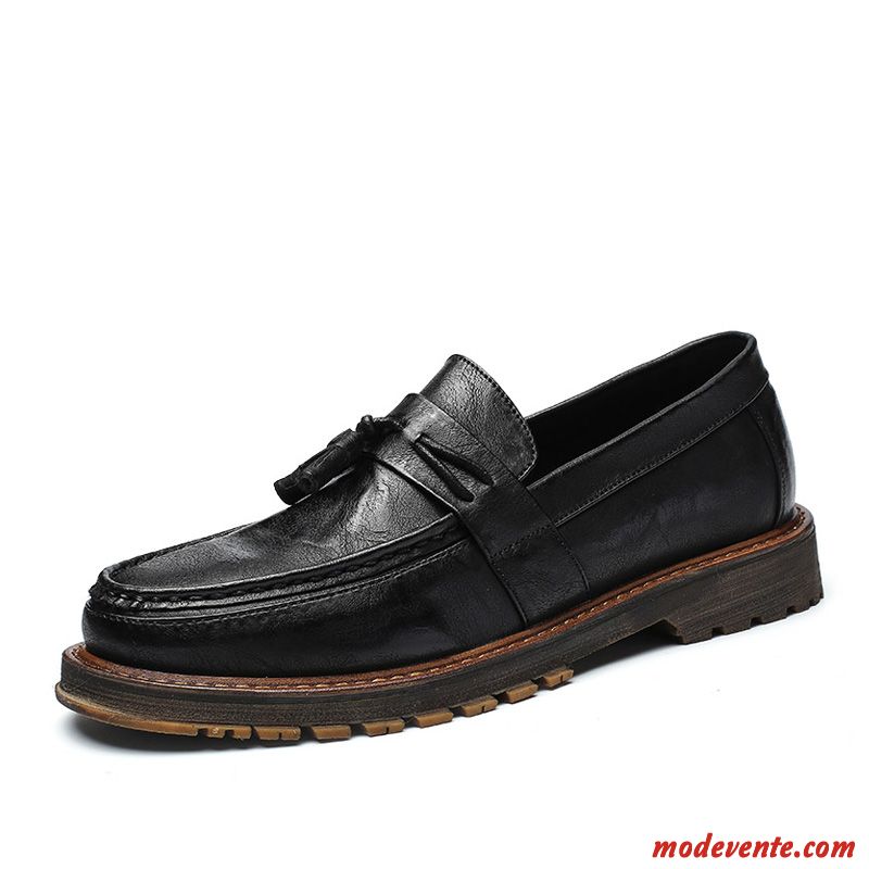 Chaussures De Ville Homme Tous Les Assortis Angleterre Martin Slip-on Tendance Décontractée Noir