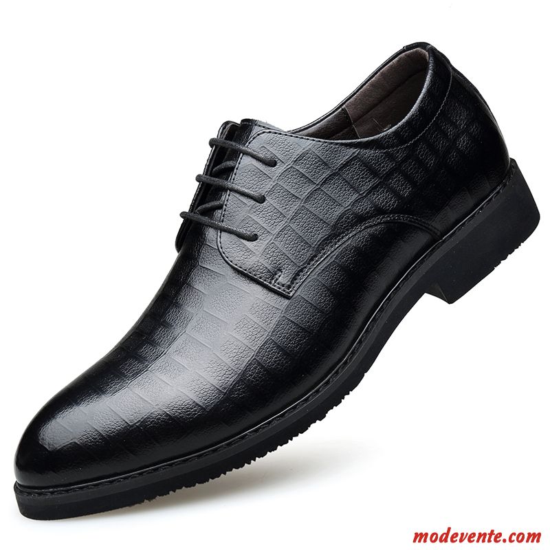 Chaussures De Ville Homme Tous Les Assortis L'automne Angleterre Cuir Véritable Printemps Entreprise Noir