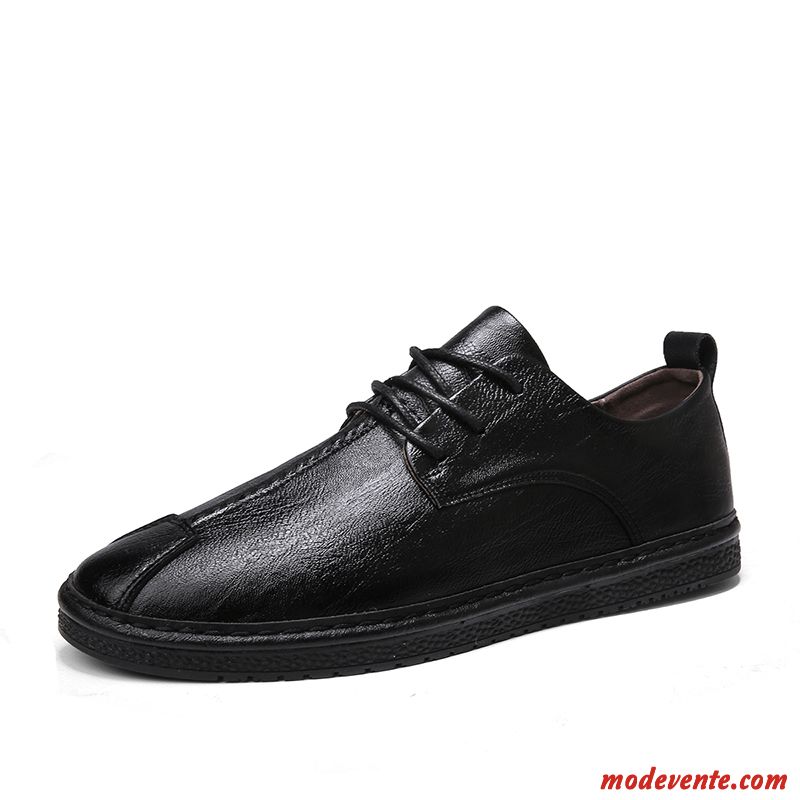 Chaussures De Ville Homme Tous Les Assortis Été Décontractée Tendance Chaussures En Cuir Angleterre Noir