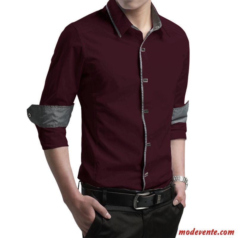 Chemise Homme Slim L'automne Tendance Une Veste Décontractée Printemps Blanc Rouge