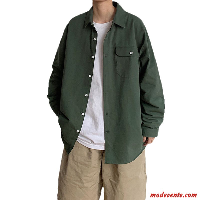 Chemise Homme Tendance Cargo Marque De Tendance Une Veste Baggy Longues Vert