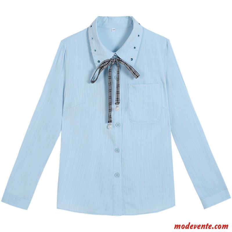 Chemisier Femme Arc Mode Cardigan Une Veste Longues Tempérament Bleu