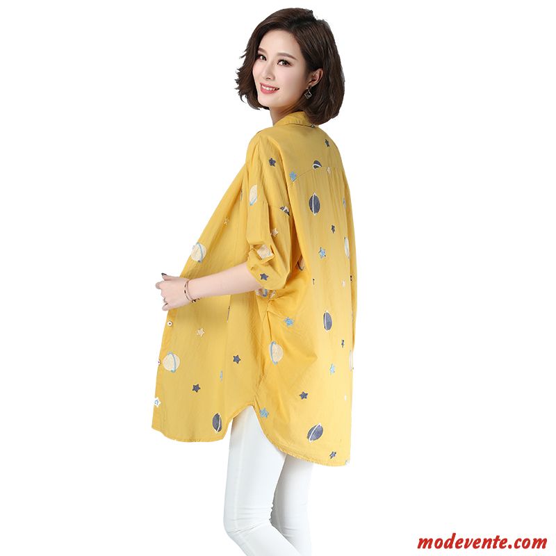 Chemisier Femme Chemise Dame Printemps Une Veste Longues Maman Jaune