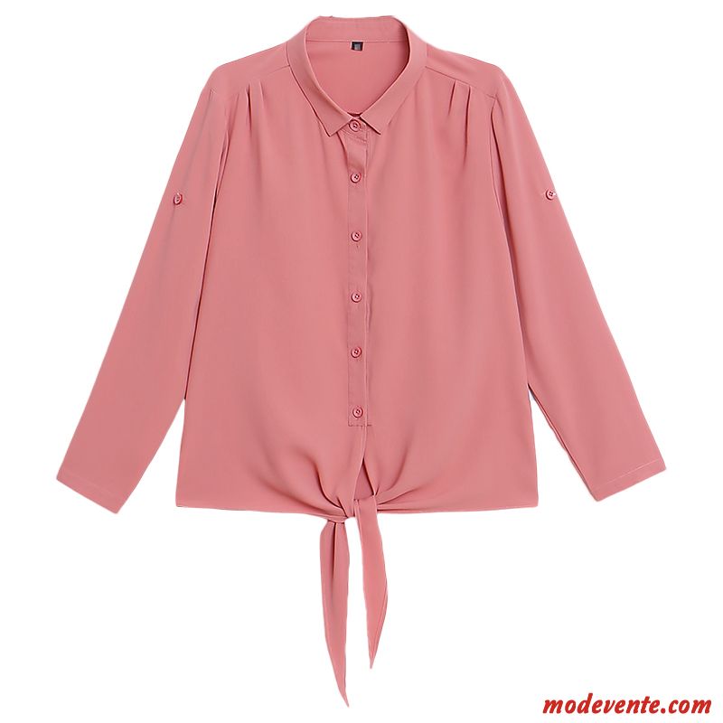 Chemisier Femme Chemise Tempérament Mousseline De Soie L'automne Une Veste Désign Rose