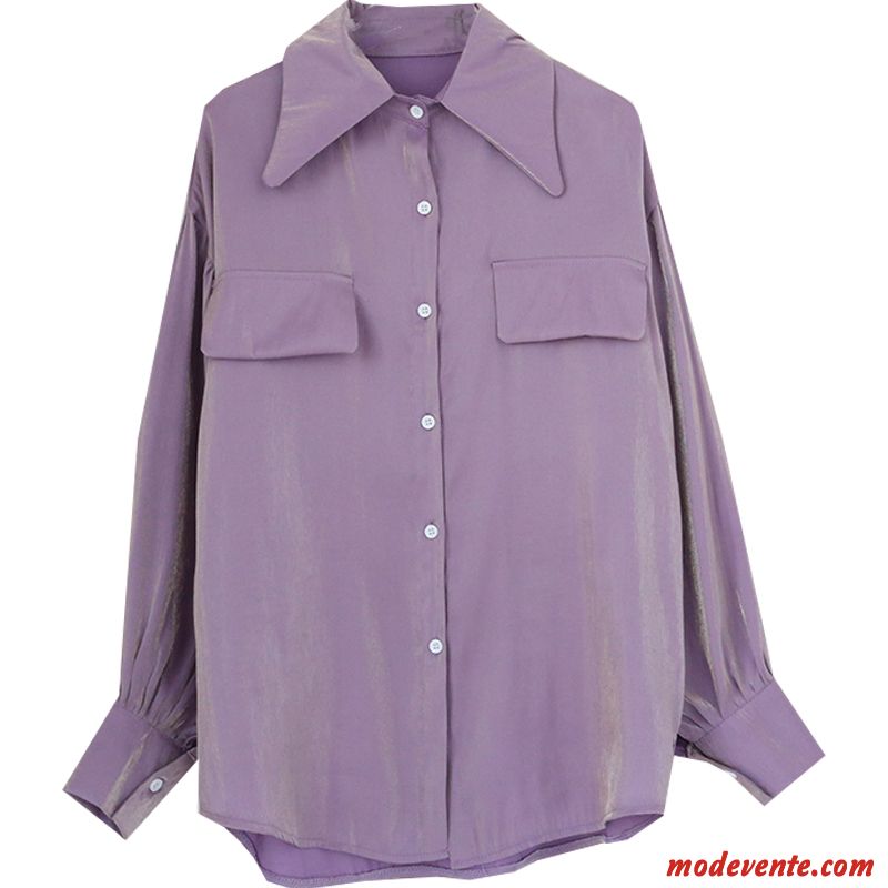 Chemisier Femme Clair Chemise L'automne Une Veste Désign Rétro Violet